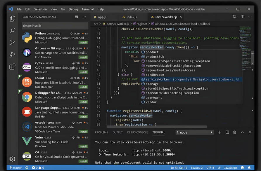 VS Code 编辑器界面